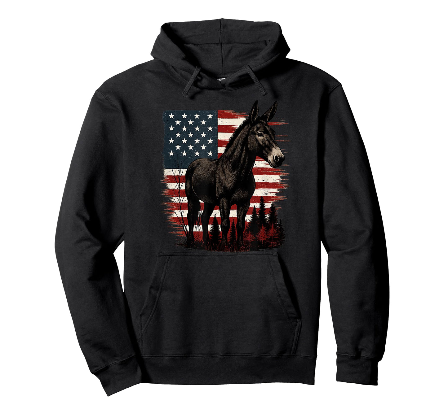Patriotic Mule with American Flag T-Shirt