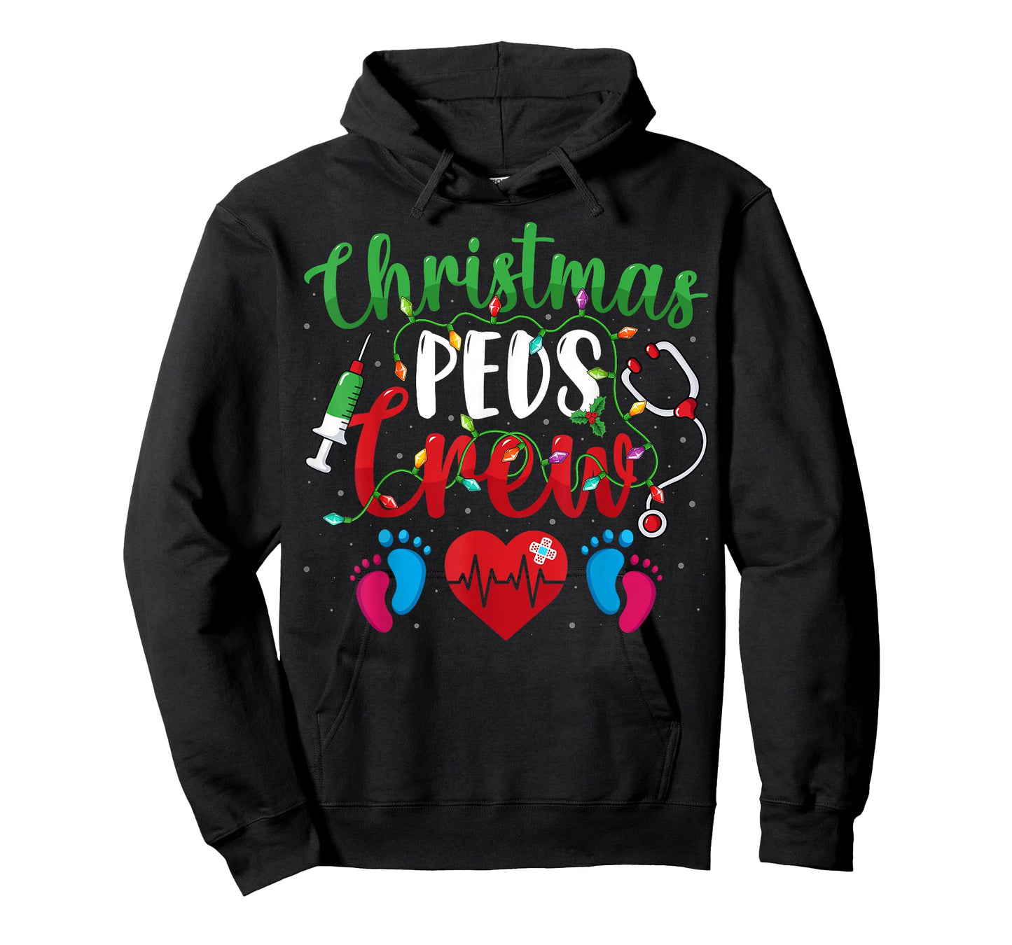 Christmas PEDS Crew Holiday Xmas Lights Pediatric Nurse T-Shirt