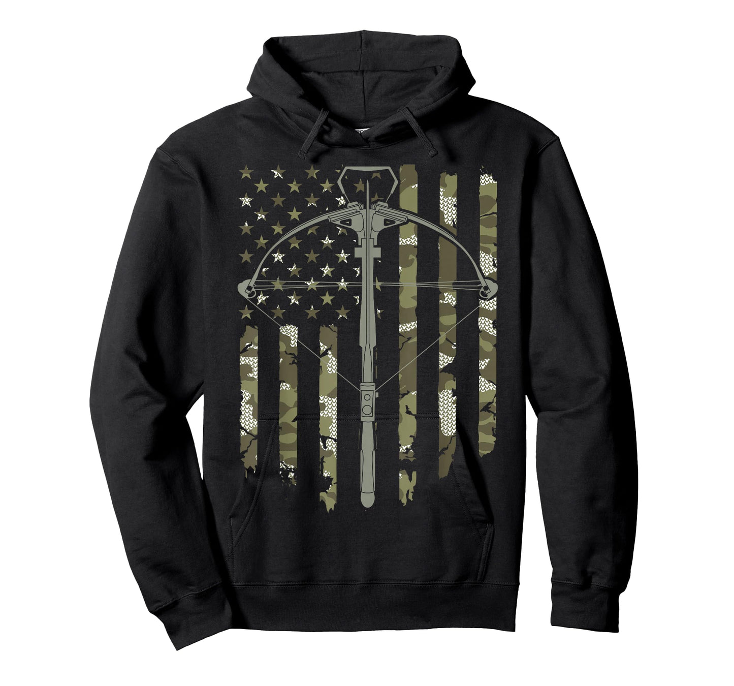 Crossbow Hunting Vintage American Flag Camouflage T-Shirt