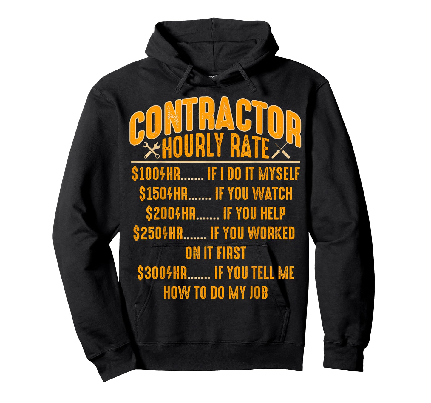 Contractor Hourly Rate Price Chart Funny Labor Handyman T-Shirt