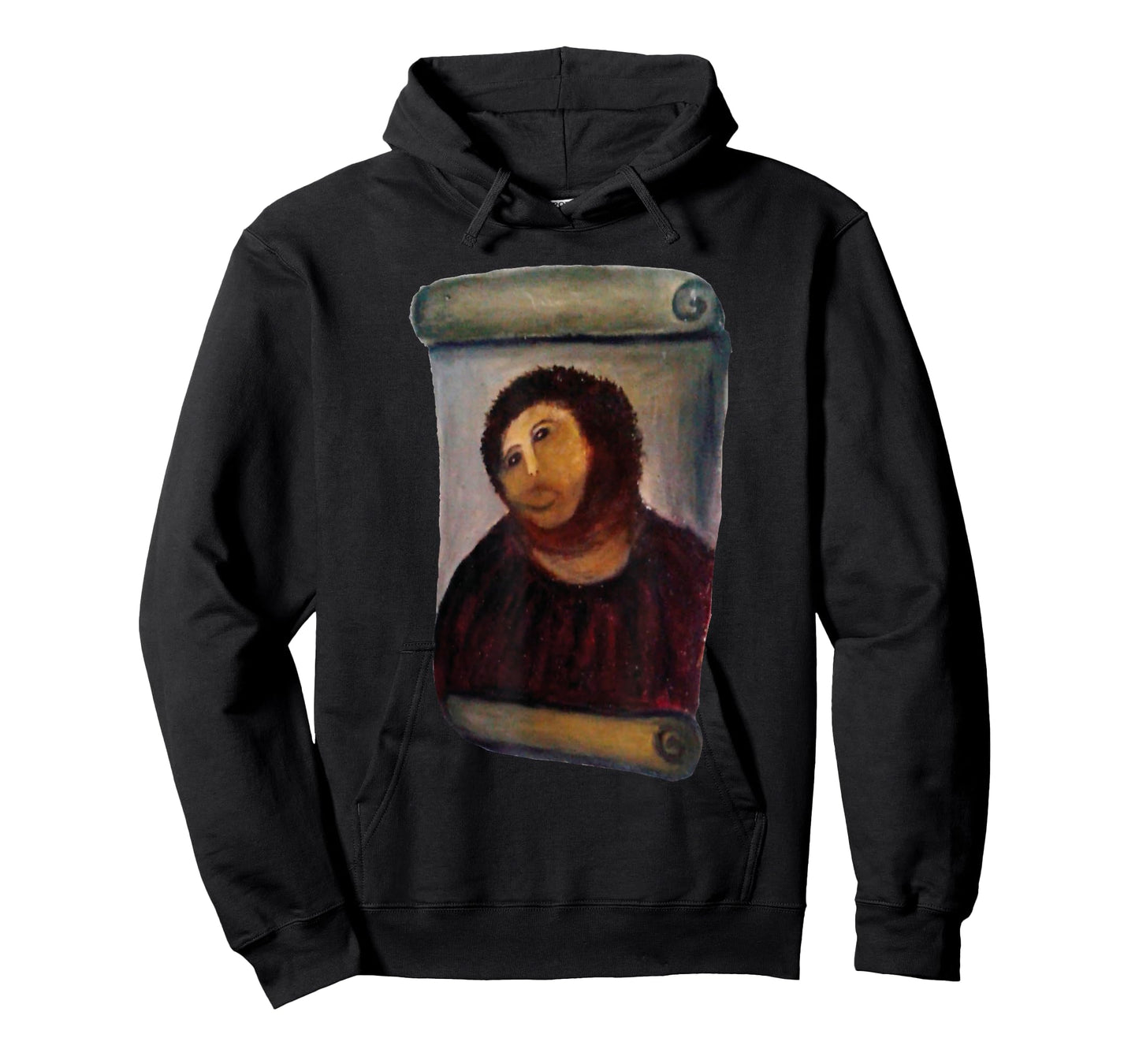 Art Banana Funny Cool T-Shirt: Ecce Homo Cecilia Graphic, Jesus, Dark Red, Unisex, X-Small, Black, Short Sleeve, Cotton 60% Polyester 40%