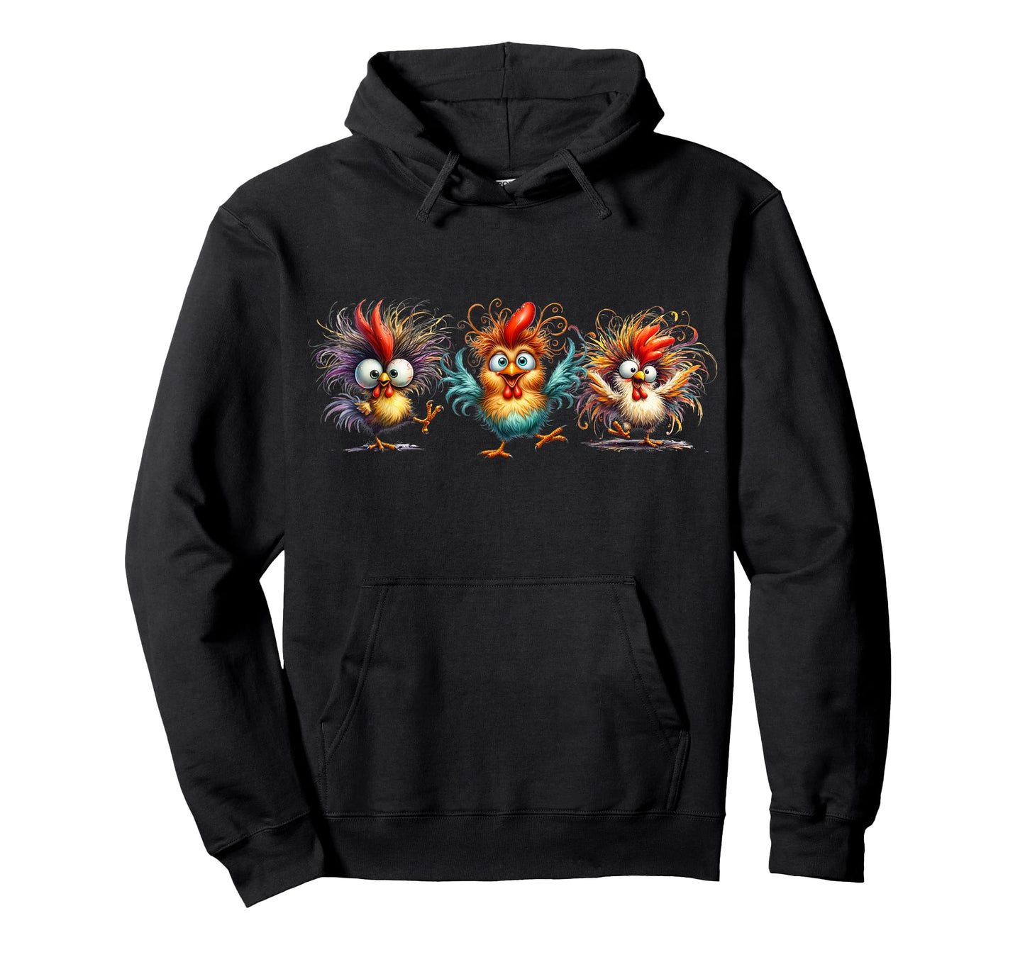Chicken Art Crazy Chicken For Men Women Kid Boy Eagerlys Colorful Funny Chicken Art, Classic Modern Floral, Black, Unisex, Short Sleeve, T-Shirt, Small