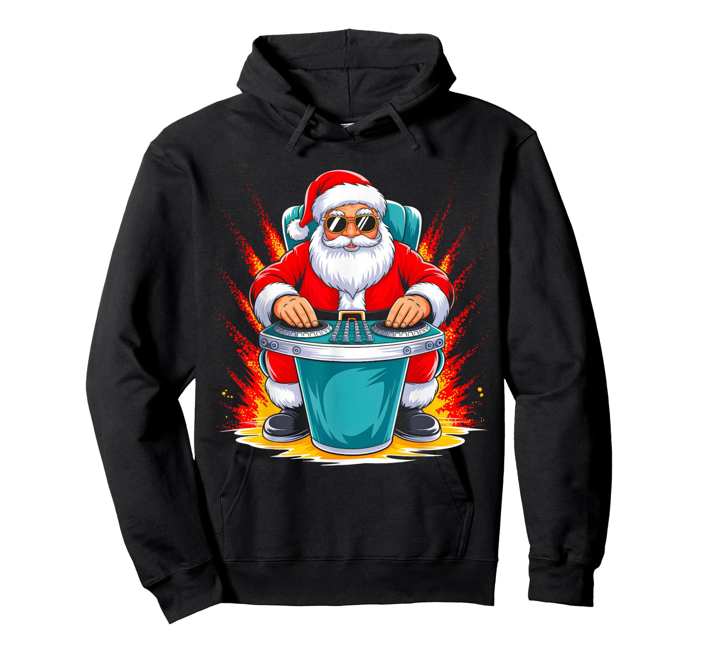 Dj Santa Playing Drums Funny Christmas Music Lover Boys Kids T-Shirt