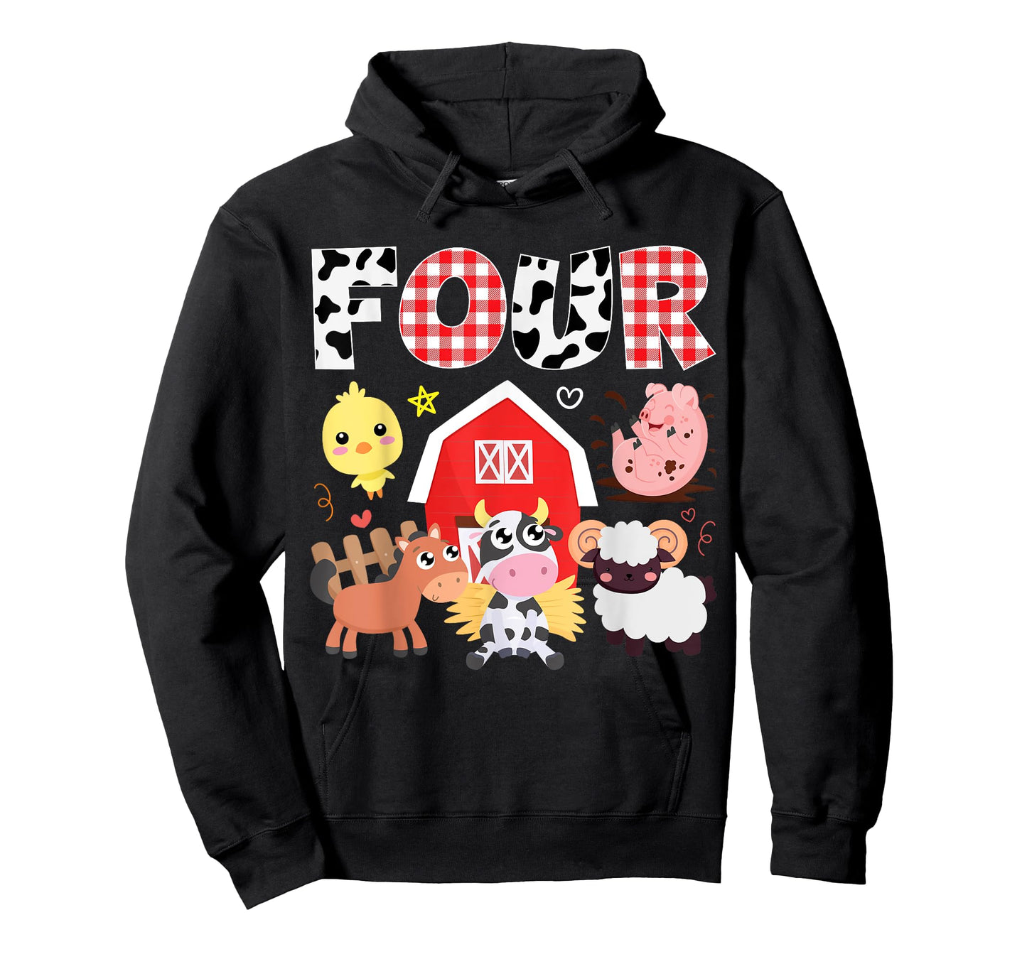 4th Birthday Four Year Old Farm Theme Animals Birthday Party T-Shirt