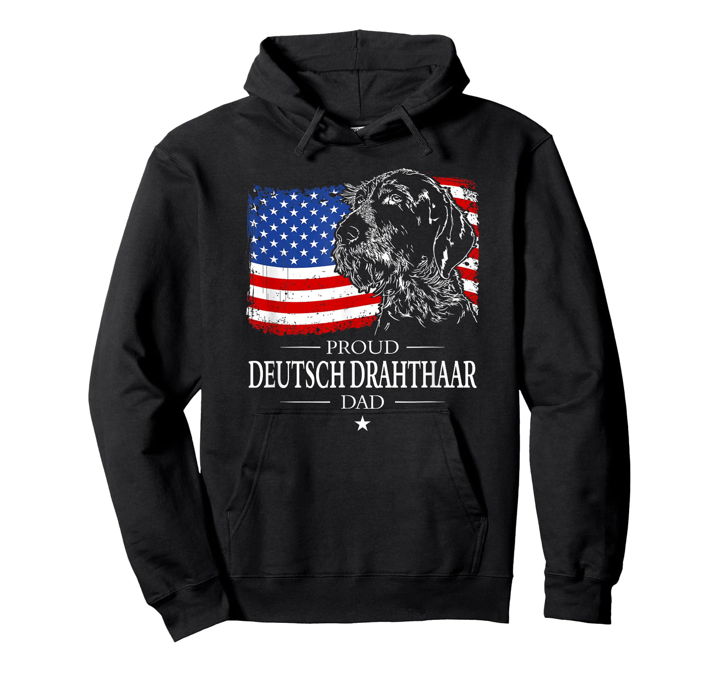 Proud Deutsch Drahthaar Dad American Flag patriotic dog gift T-Shirt for Men