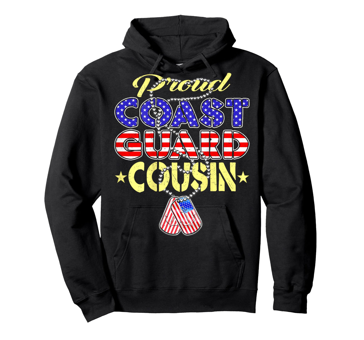 Proud US Coast Guard Cousin US Flag Dog Tags Military Family T-Shirt