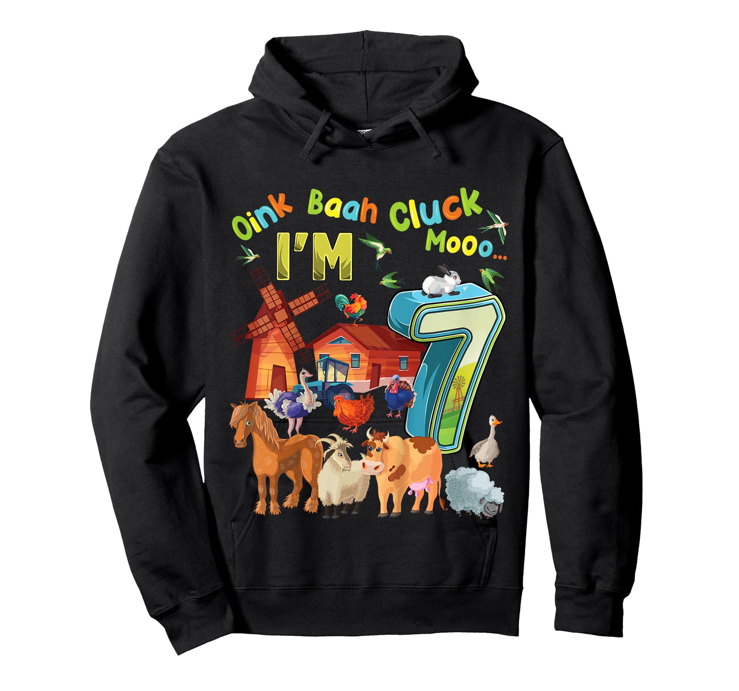 Barnyard 7th Birthday Farm Animals 7 Years Old Farming T-Shirt
