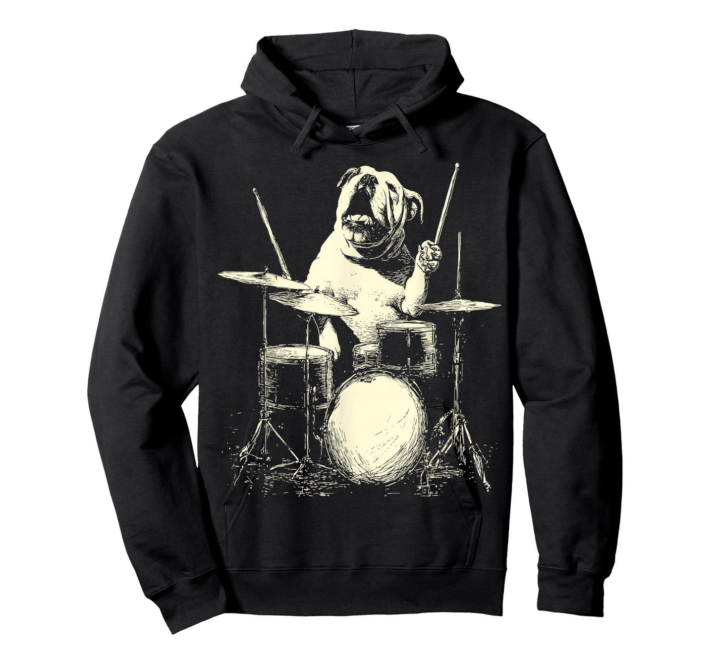 Cute British Bulldog Playing Drums Funny Music Dog Drummer T-Shirt