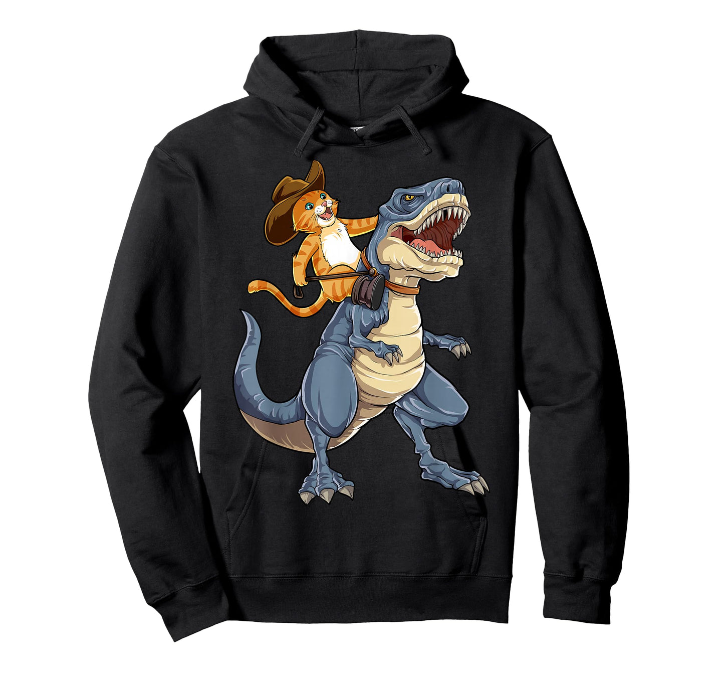 Feline Pawsitive Cat Co Kids Unisex Cat Riding Dinosaur T Rex Funny Purrassic Kitty Kitten Lover T-Shirt