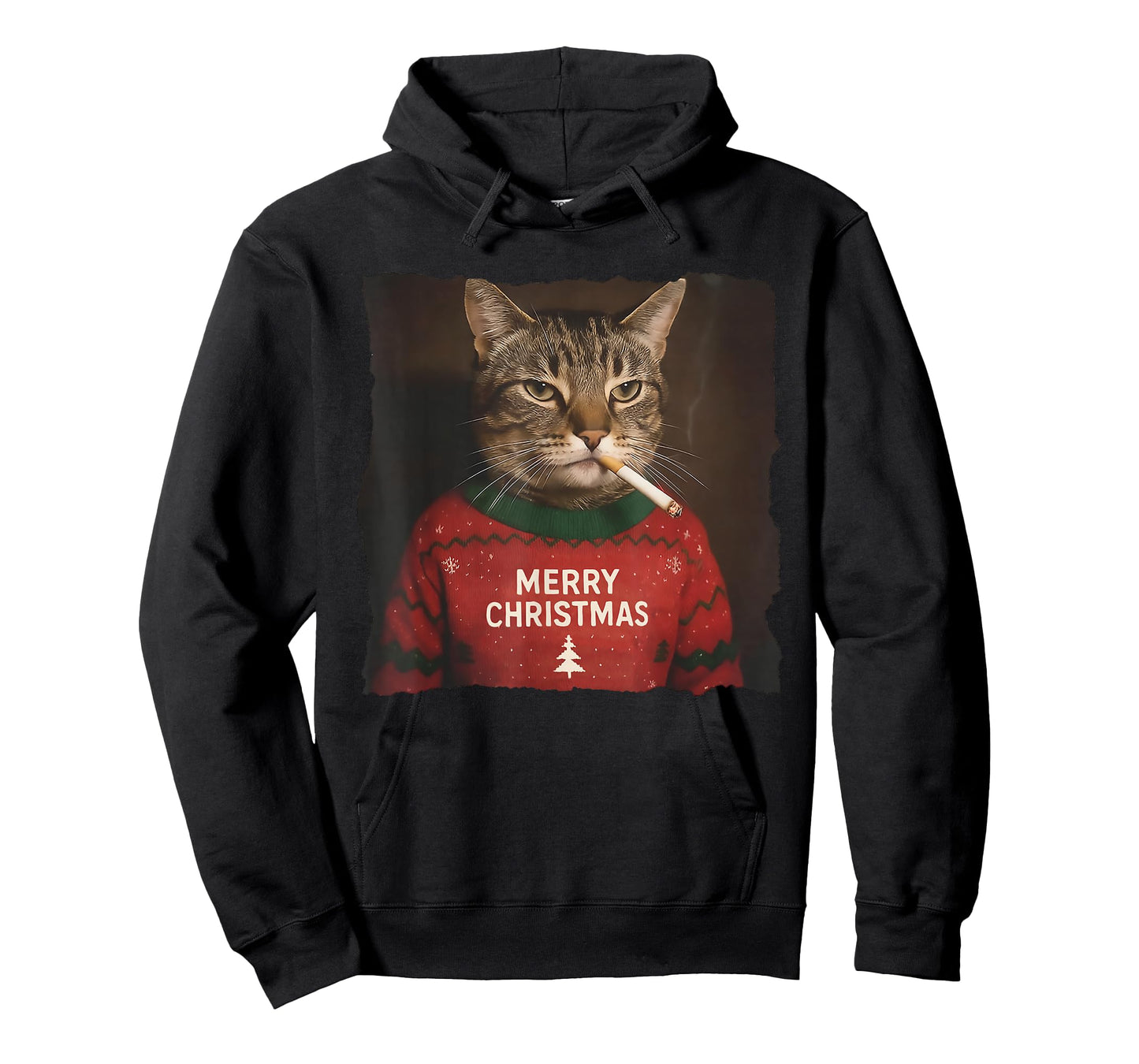 Funny Christmas Smoking cat Ugly Sweater T-Shirt