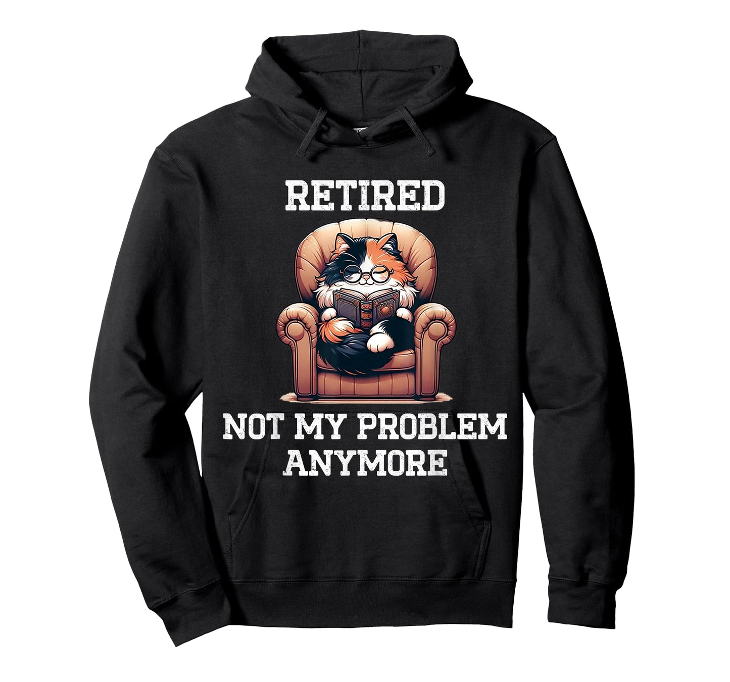 Funny Retired Cat Reading Not My Problem Anymore Retirement T-Shirt, Small
