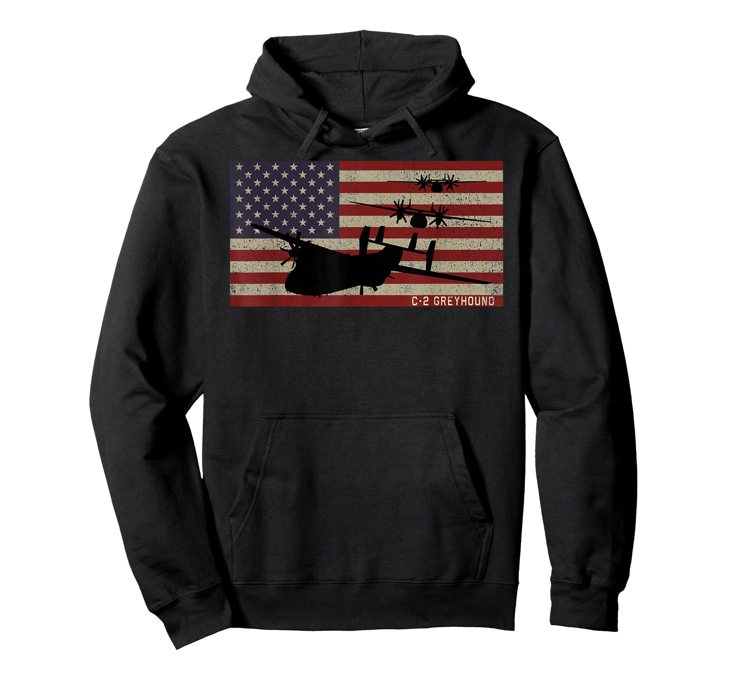C-2 Greyhound Cargo Plane Vintage American Flag T-Shirt