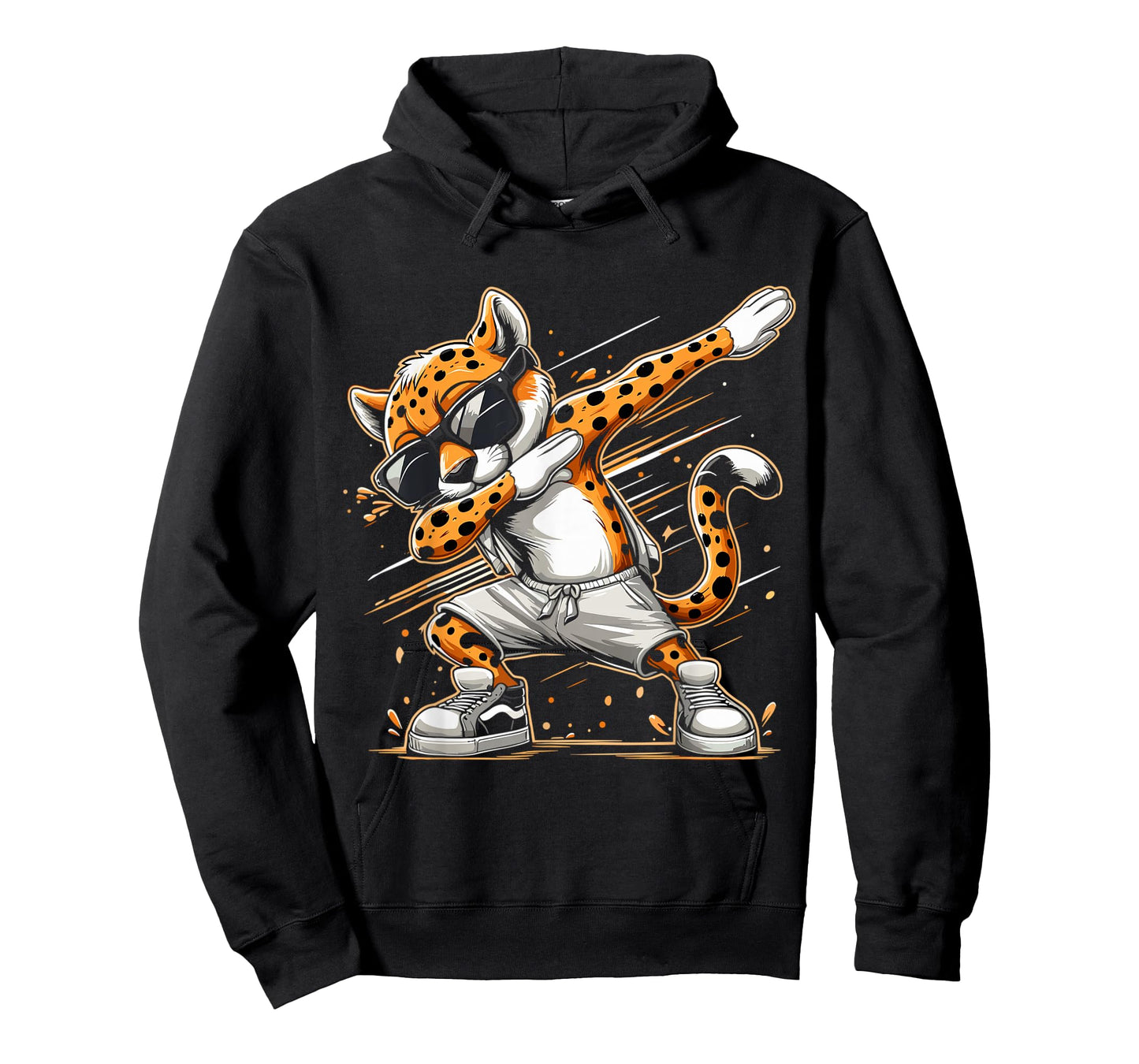 Dabbing Cheetah Wear Glasses Cute Funny Cheetah Animal T-Shirt, Small, Black
