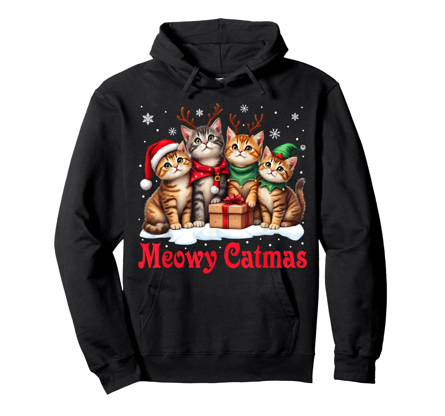 Christmas Pajamas Men Women Boys Girls Cats Meowy Catmas T-Shirt