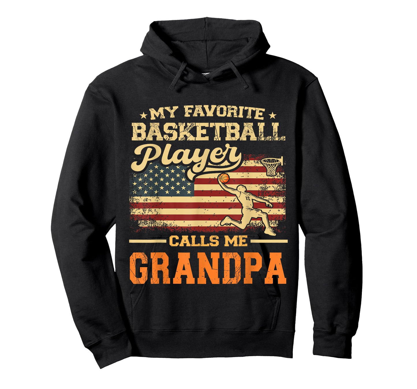 My Favorite Basketball Player Calls Me Grandpa US Flag T-Shirt