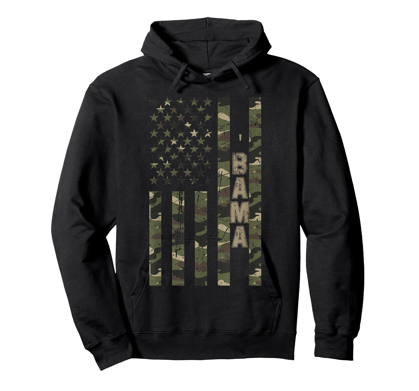'Bama United States Alabama Distressed Camo w US Flag T-Shirt