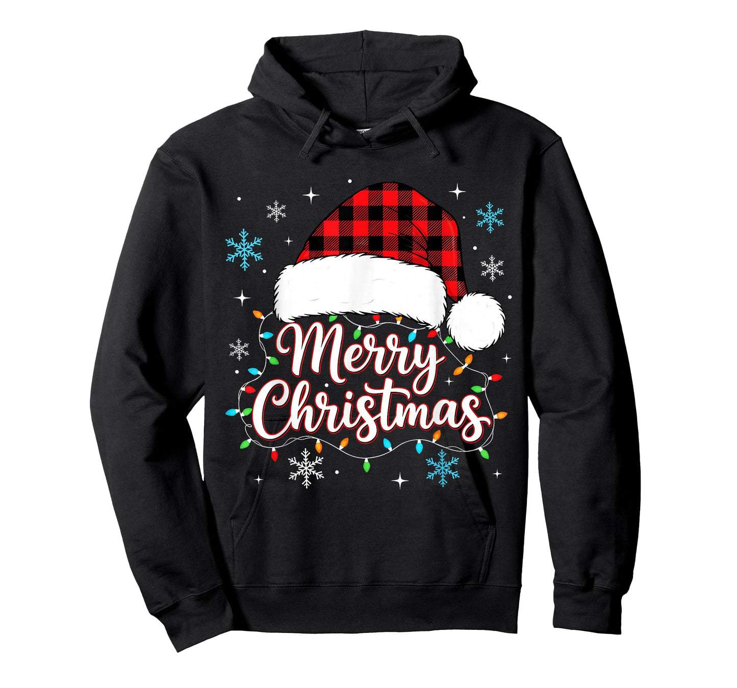 Funny Merry Christmas Buffalo Plaid Santa Hat Men Women Kids T-Shirt
