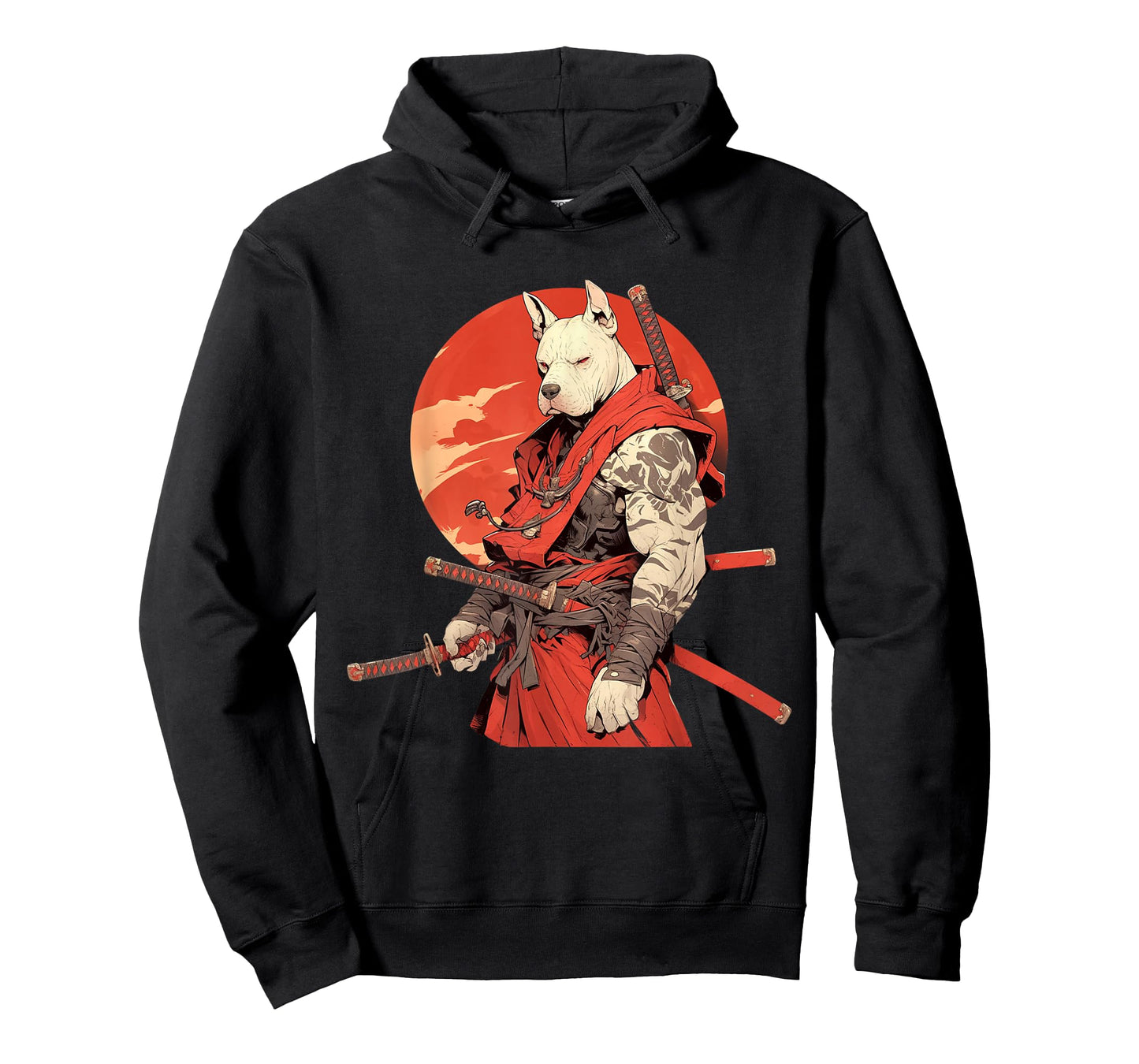 Japanese Art Dog Ninja Ukiyo-e Anime Style Samurai Pitbull T-Shirt
