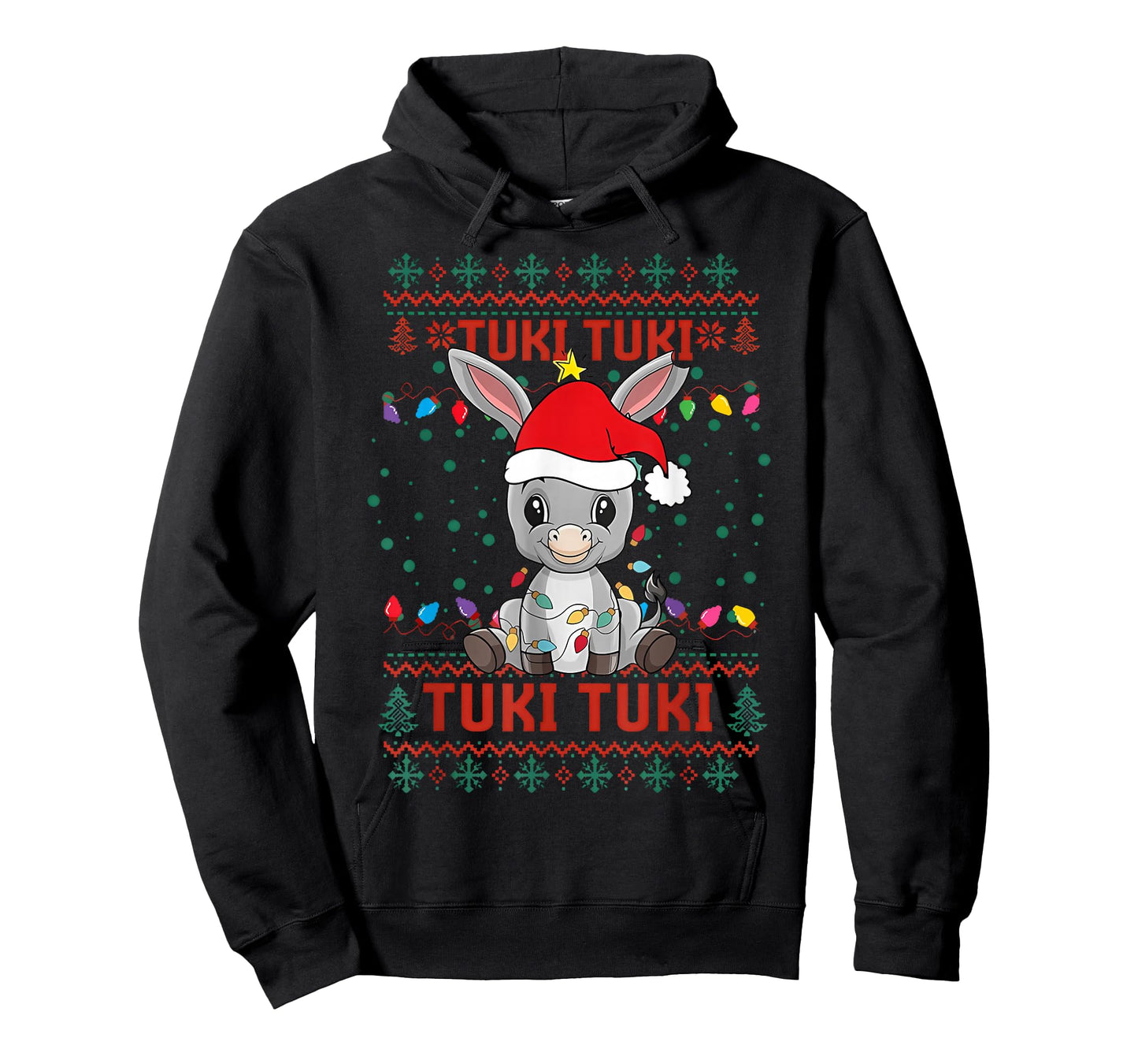 Tuki Tuki Donkey Santa Hat Spanish Mexican Christmas Sweater T-Shirt