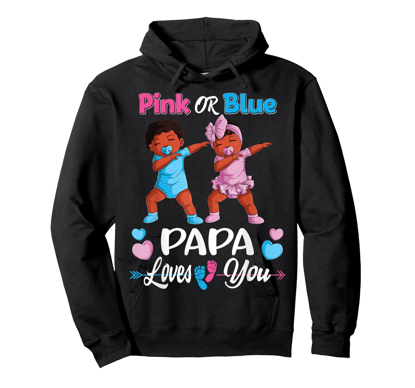 Pink Or Blue Papa Loves You Black Baby Gender Reveal Party T-Shirt