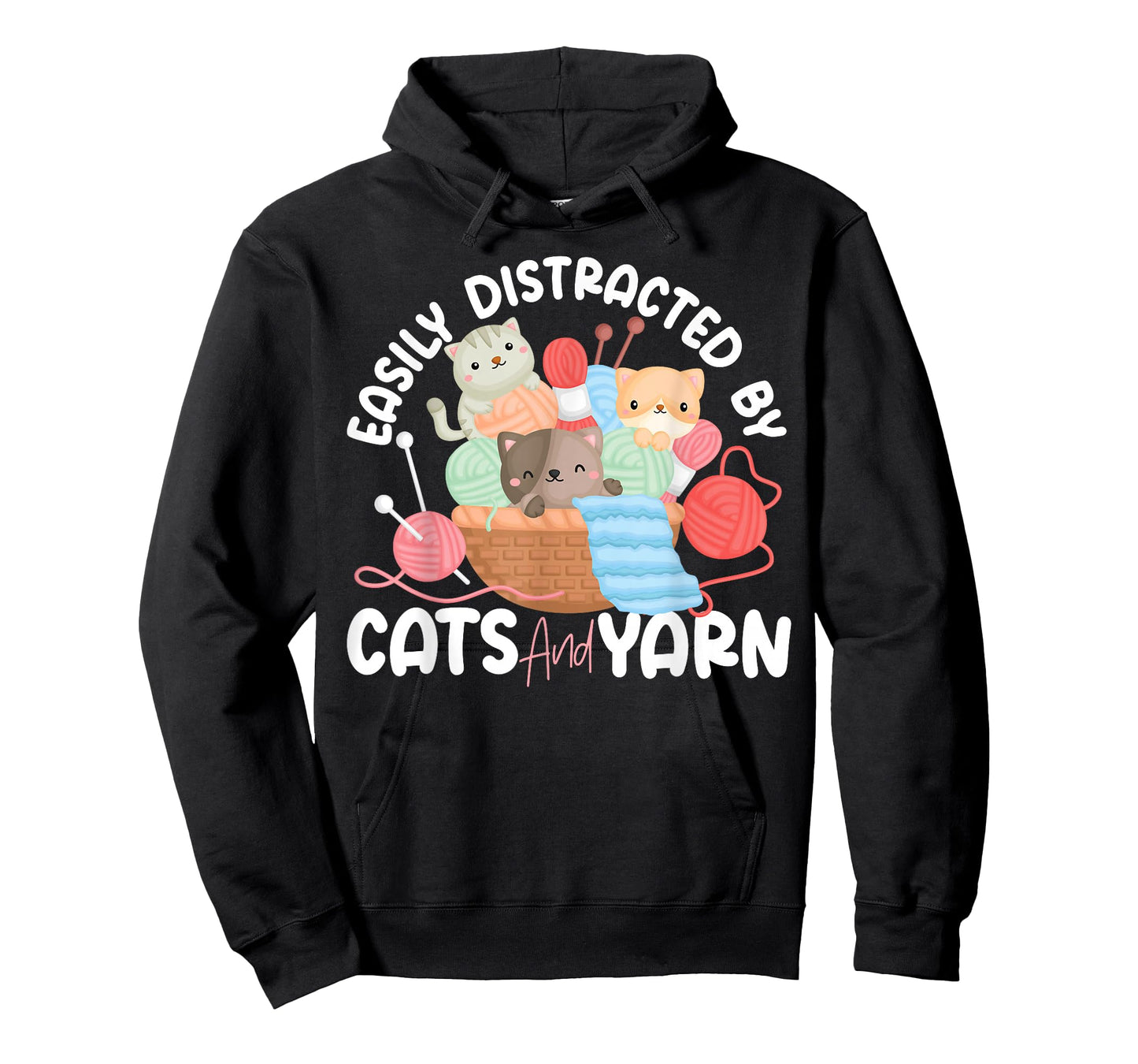 Knitting Knitter Cat Easily Distracted by Cats and Yarn T-Shirt