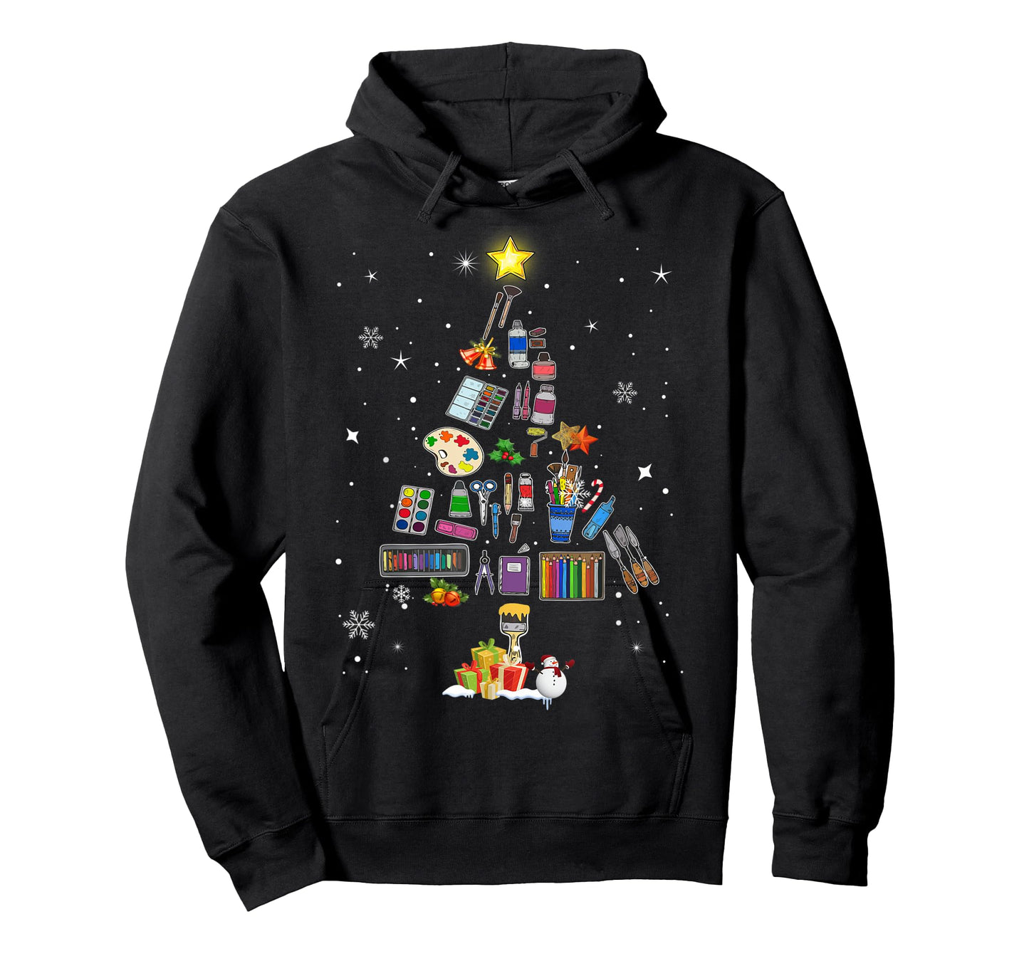 Art Lovers Christmas Tree Outfits Art Teacher Ugly Artist Xmas Pajama T-Shirt