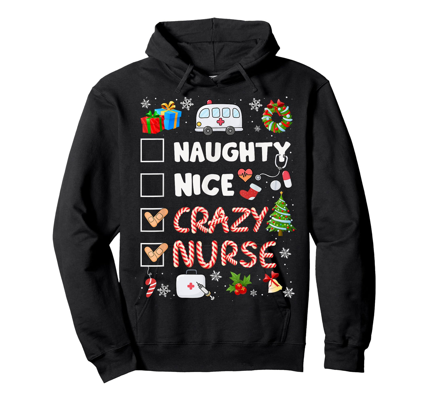 Cute Naughty Nice Crazy Nurse Christmas Nurse Xmas Top Women T-Shirt