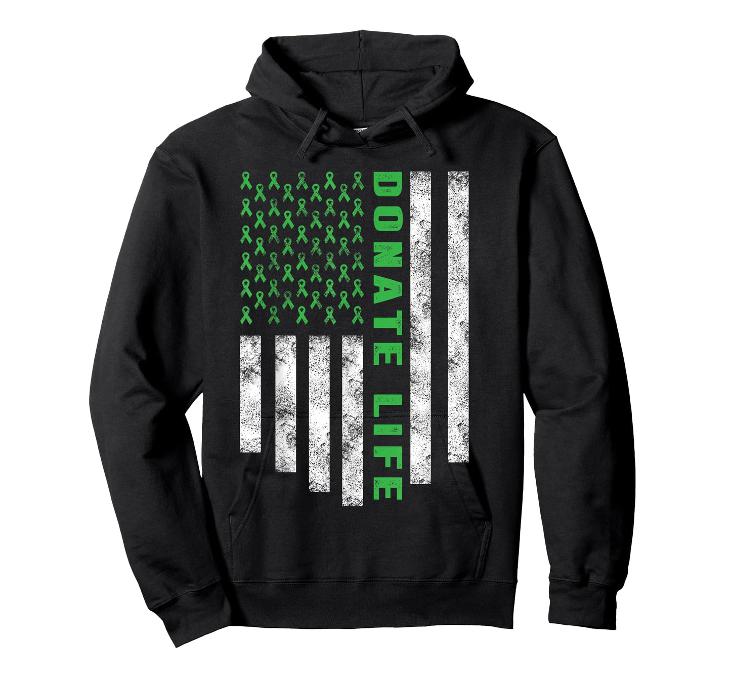 Organ Transplant Awareness USA Flag Donate Life Green Ribbon T-Shirt