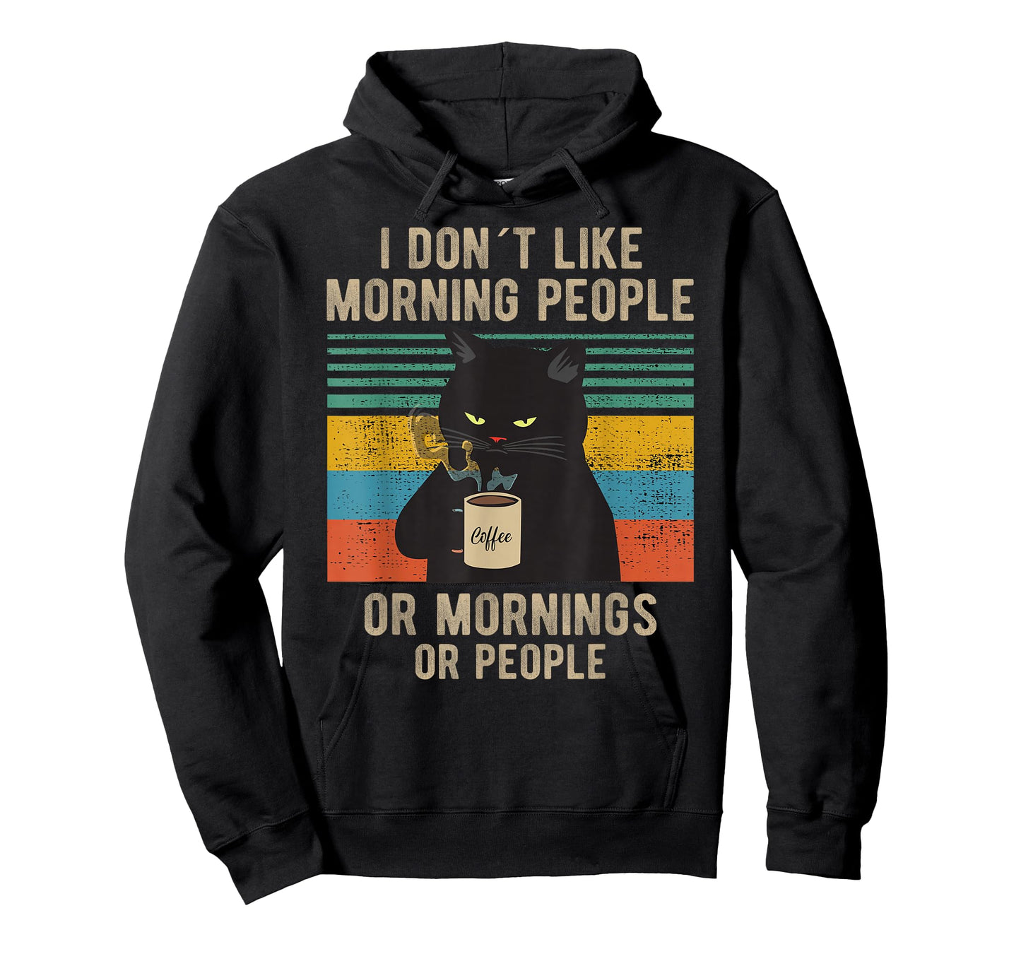 I Hate Morning People and Mornings and People Coffee Cat T-Shirt Small