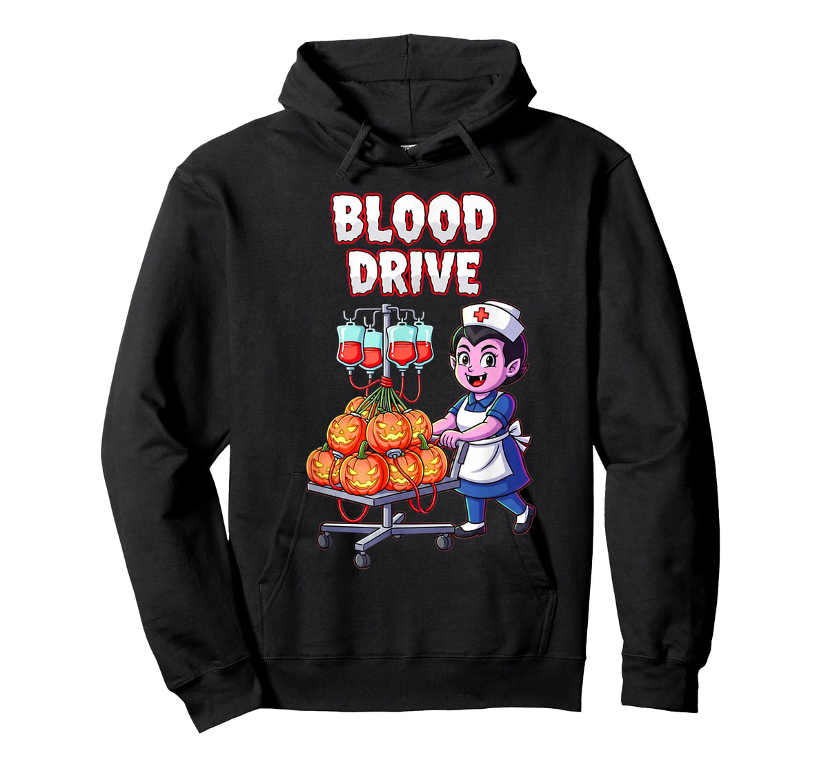 Halloween Vampire Nurse Take Drive Blood Funny T-Shirt