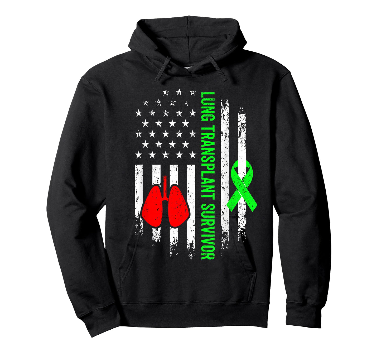 Lung Transplant Survivor Warrior Organ Recipient USA Flag T-Shirt