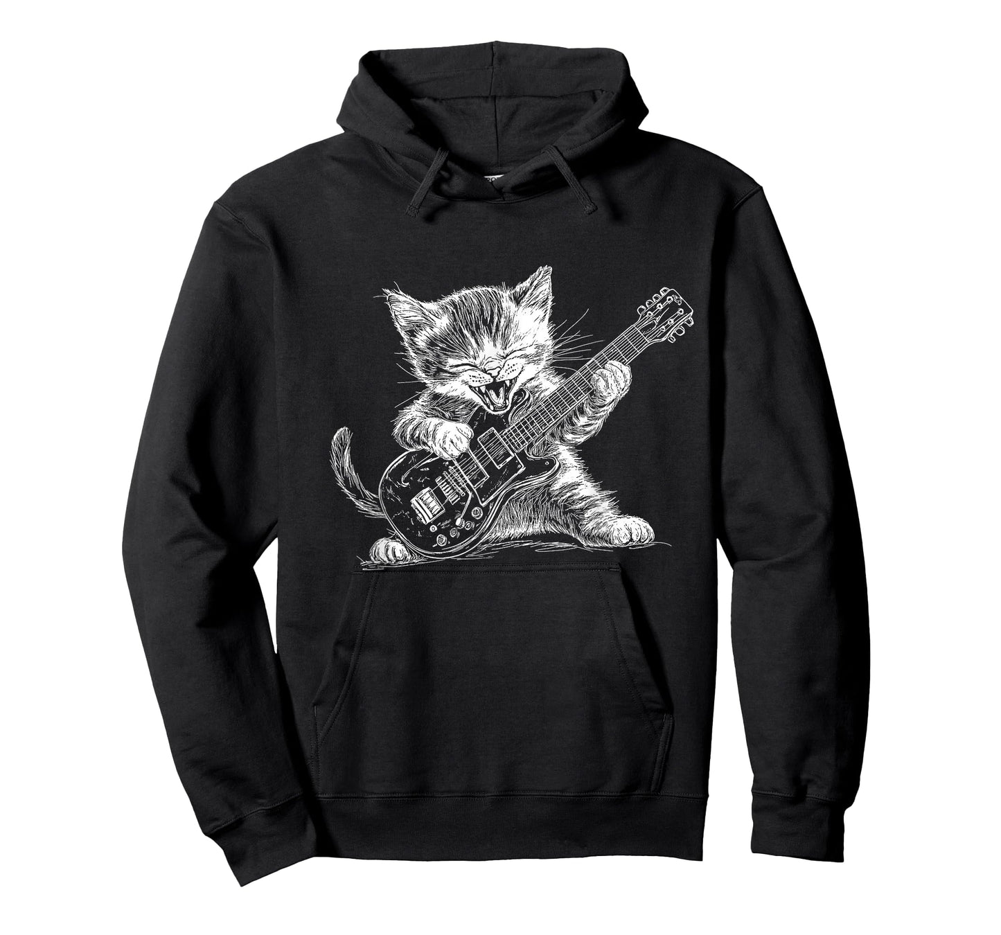 Funny Kitten Playing Guitar for Cat and Music Fans T-Shirt