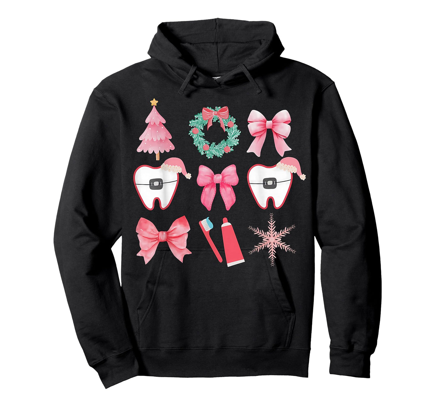 Christmas Coquette Bow Orthodontic Dental Dental Crew T-Shirt