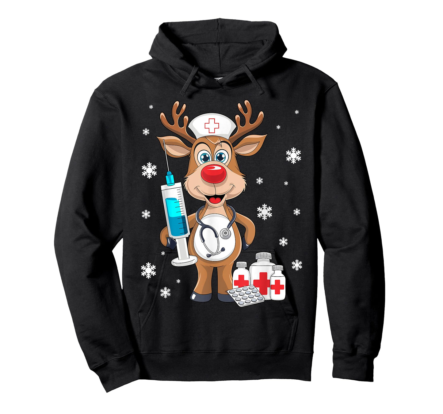 Christmas Nurse Reindeer Funny Xmas Nursing Scrub Women T-Shirt