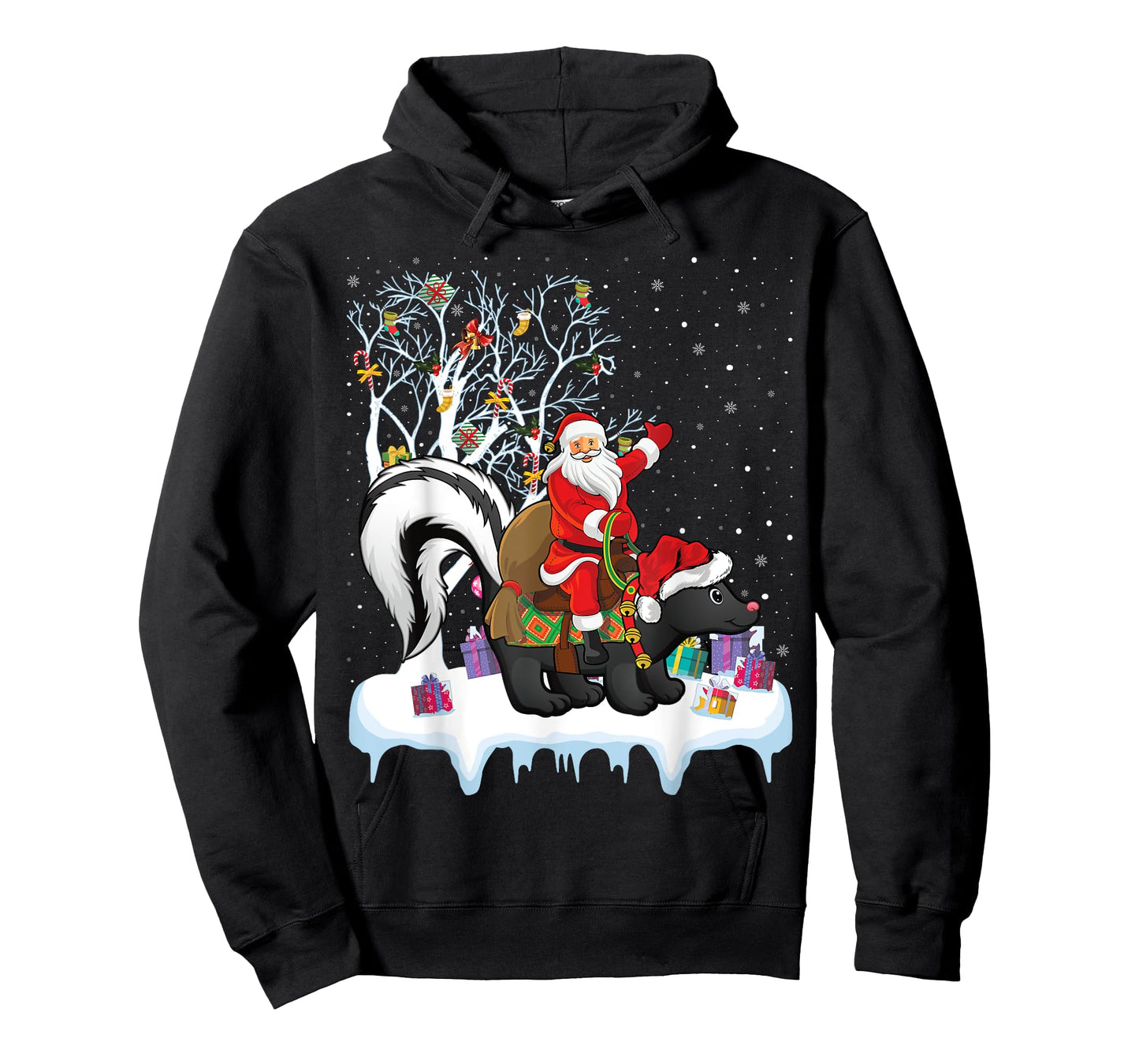Skunk Lover Xmas Gift Santa Riding Skunk Christmas T-Shirt