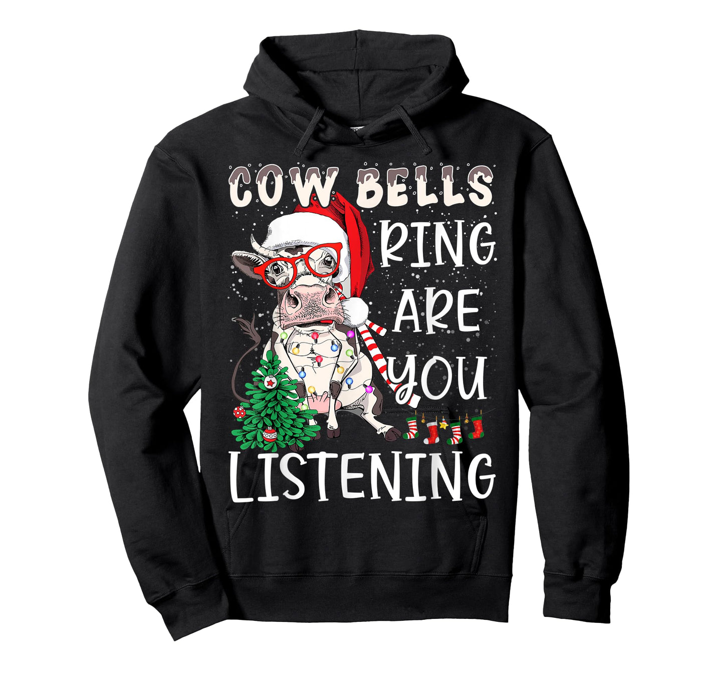 Cow Christmas Cow Bells Ring Are You Listening Funny Farmers T-Shirt