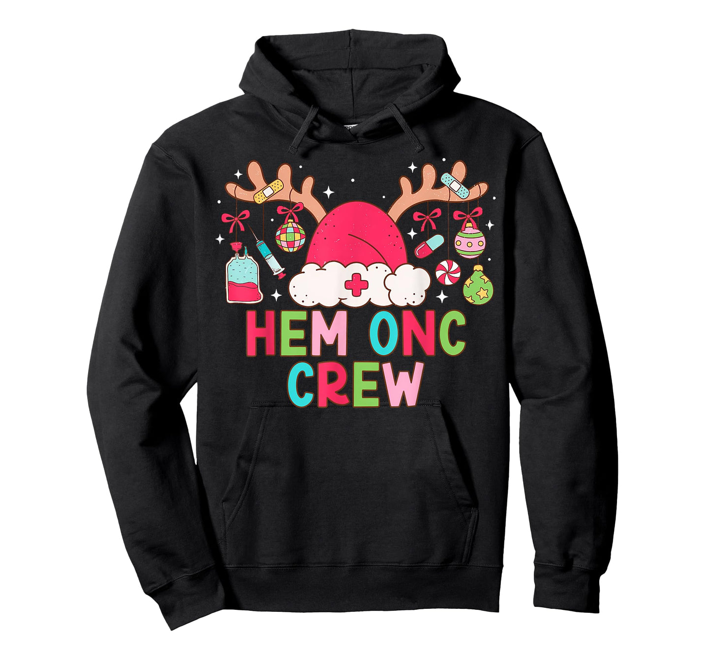 Christmas Reindeer Santa Hem Onc Crew Hematology Oncology T-Shirt