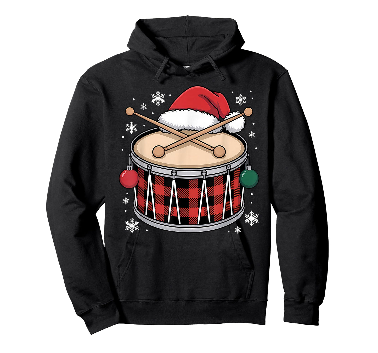 Christmas Buffalo Plaid Snare Drum with Santa Hat Men Women T-Shirt