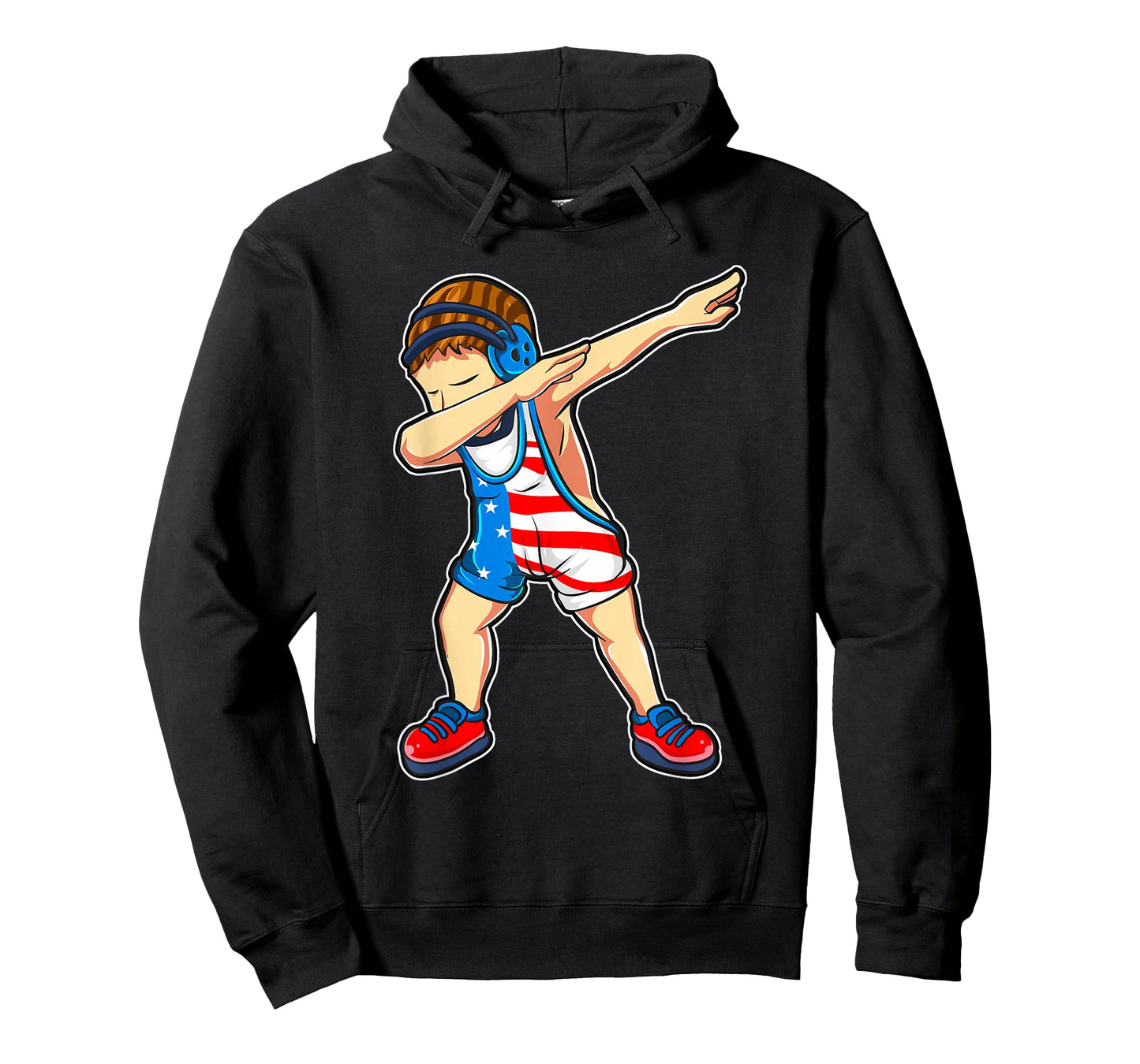 Dabbing Wrestling Boy Wrestler US Flag T-Shirt