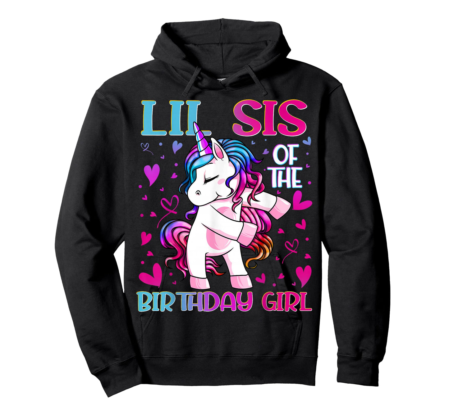 Lil Sis of The Birthday Girl Flossing Unicorn Little Sister T-Shirt