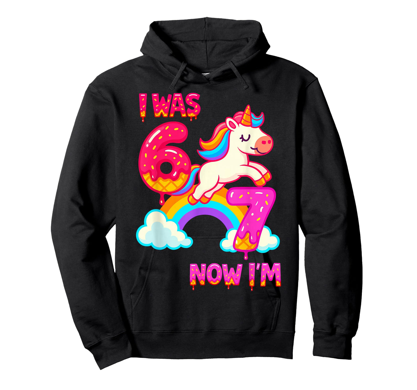7 Year Old Birthday 67 was 6 Now I'm 7 Dabbing Unicorn Girls T-Shirt