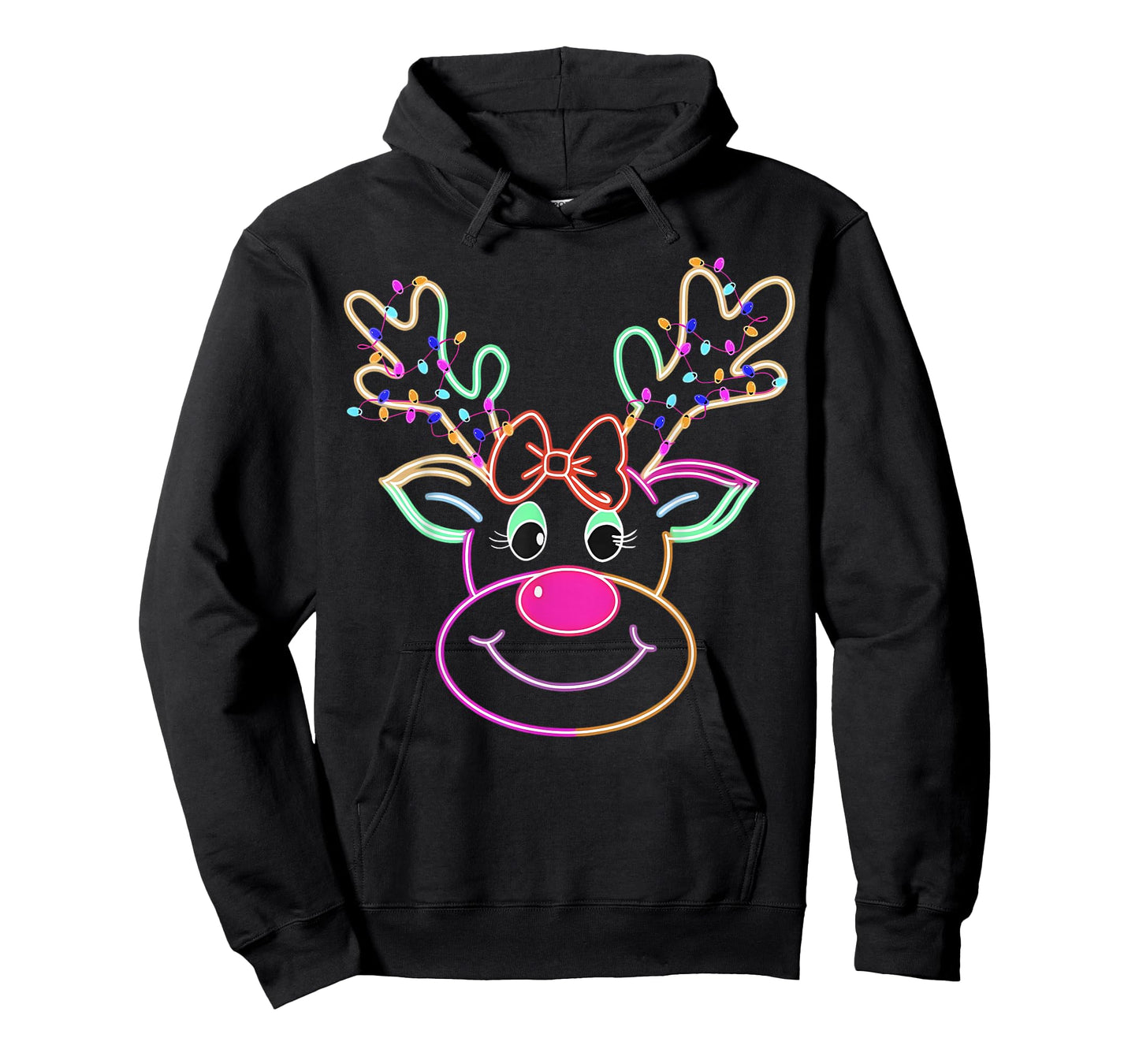 Christmas Reindeer Coquette Bow Xmas Lights Women Girls T-Shirt