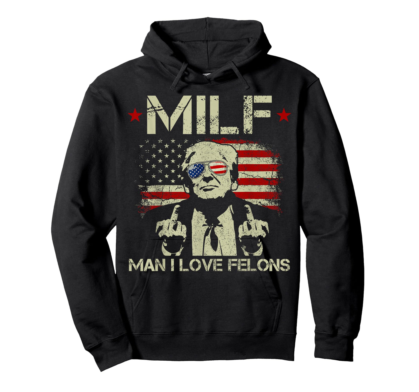 Funny M.I.L.F Man I Love Felons Gun American Flag T-Shirt