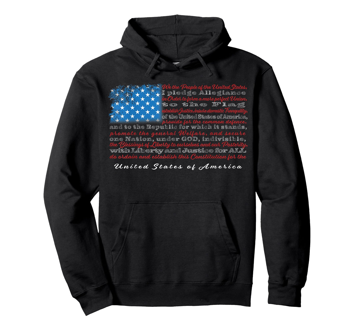 US Flag with Constitution Preamble and Pledge of Allegiance T-Shirt