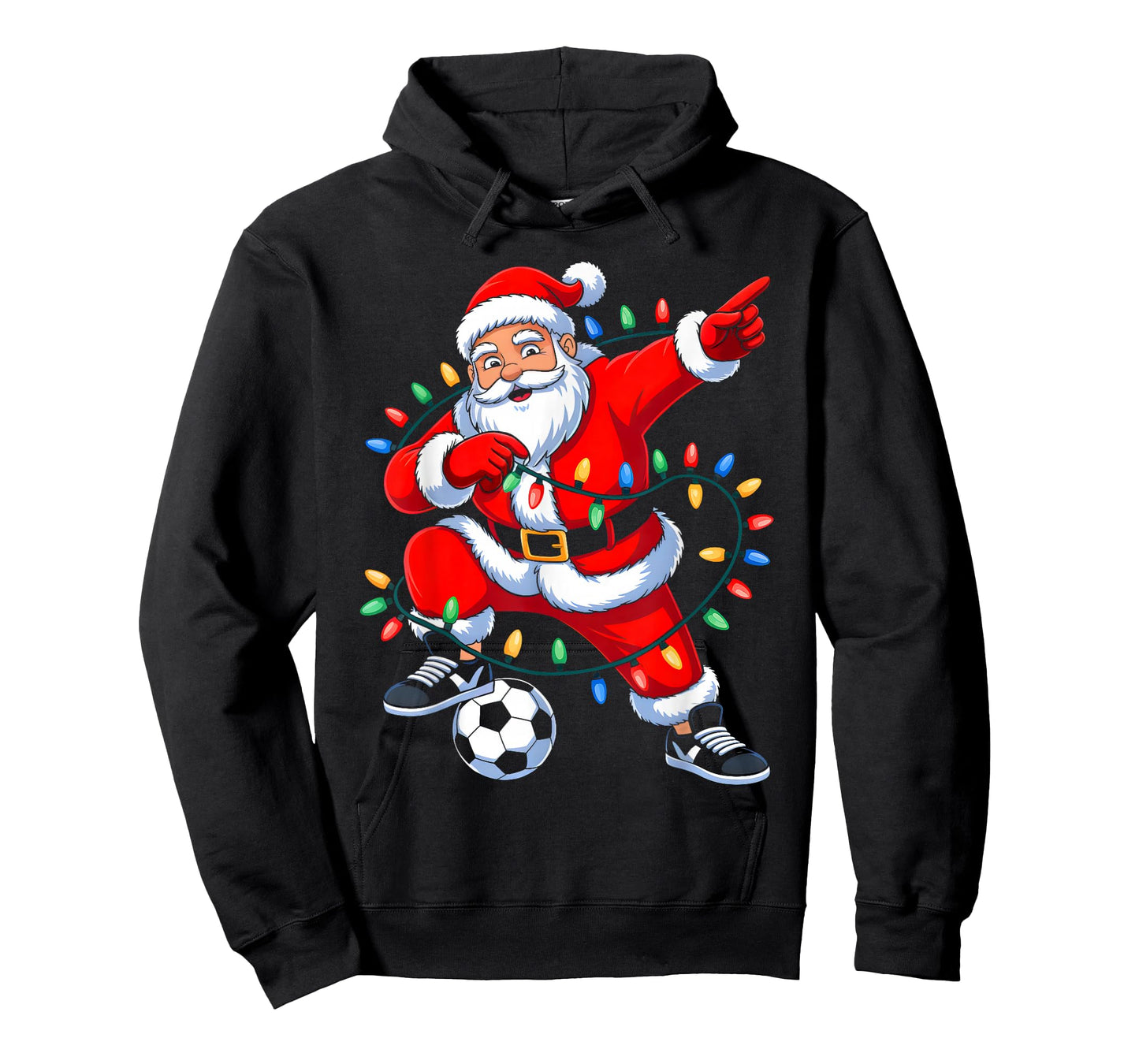 Dabbing Santa Xmas Lights Soccer Christmas Boys Men Kids T-Shirt