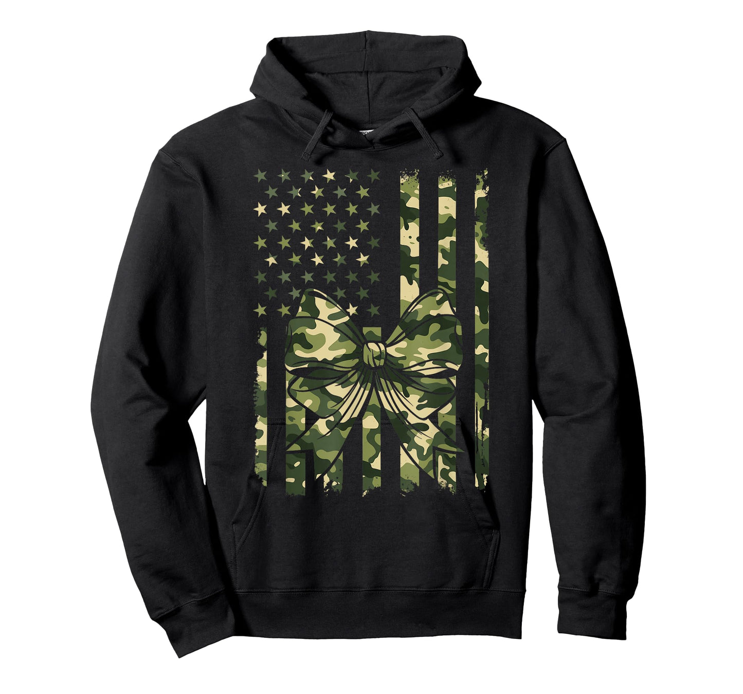 Girls Camo Coquette Bow American Army Flag Camouflage Hunter T-Shirt