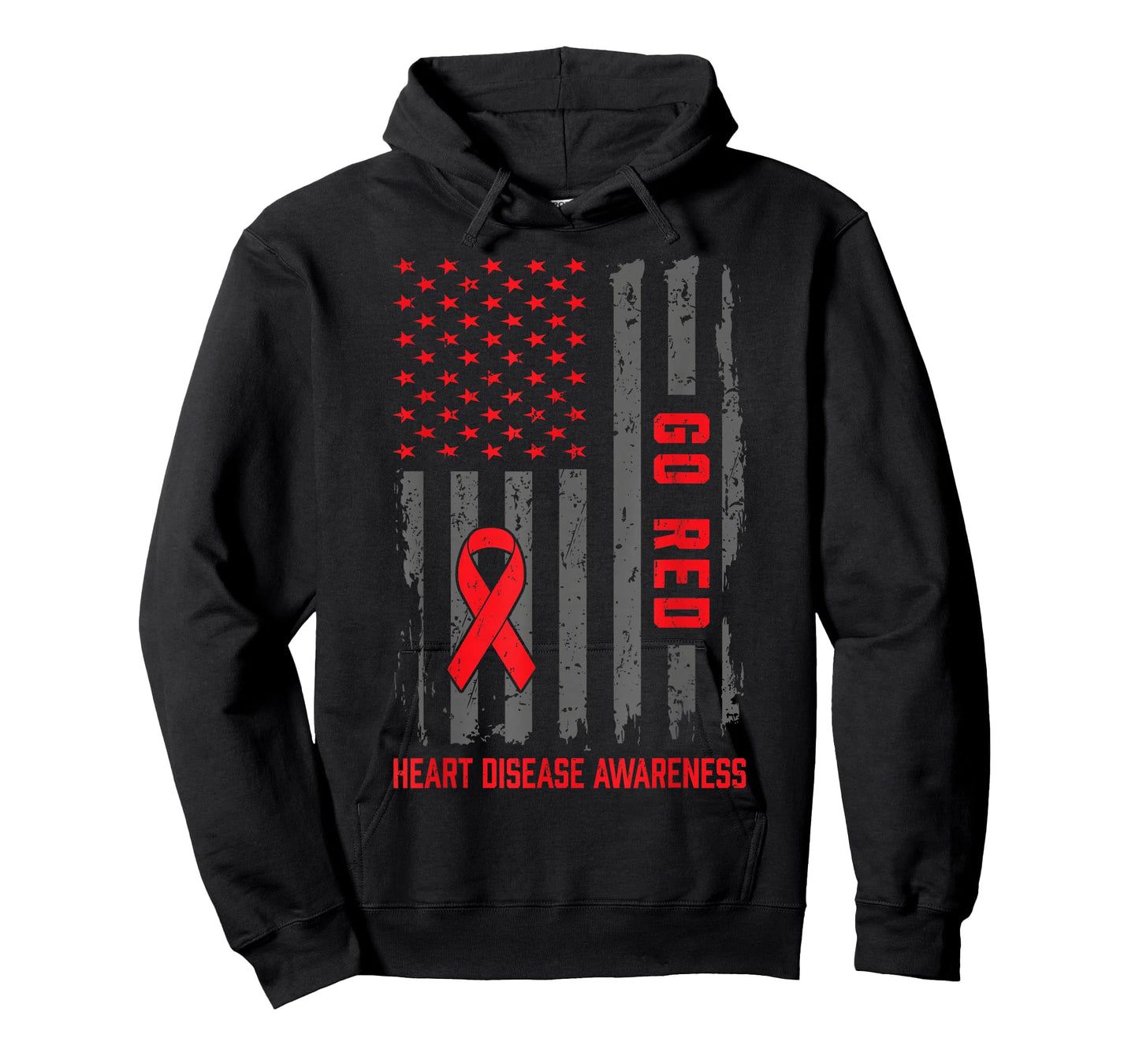 Heart Disease American Flag Go Red Heart Disease Awareness T-Shirt