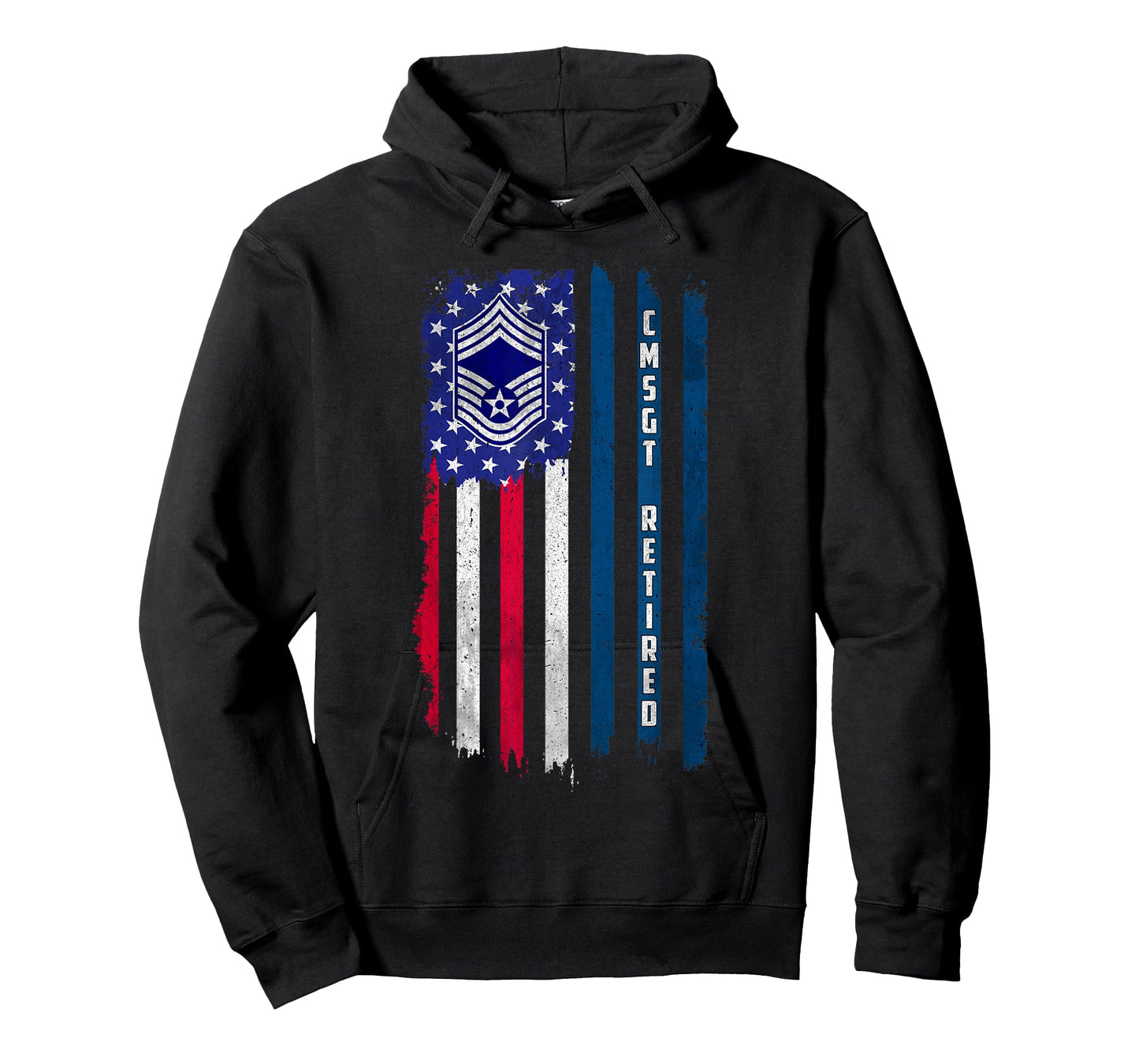 Retired E-9 Chief Master Sergeant CMSgt Rank American Flag T-Shirt