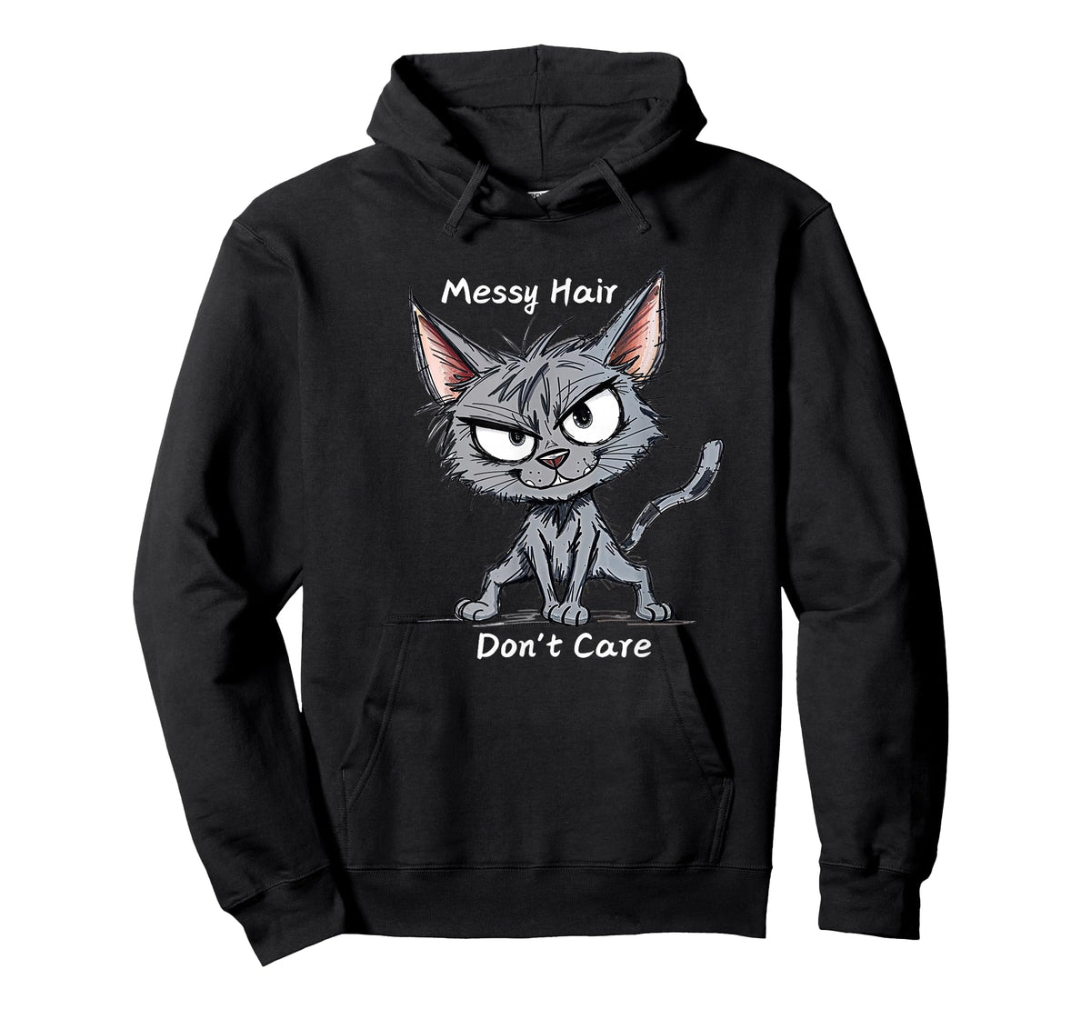 Messy Hair Don't Care Funny Cat Men Women Kids T-Shirt