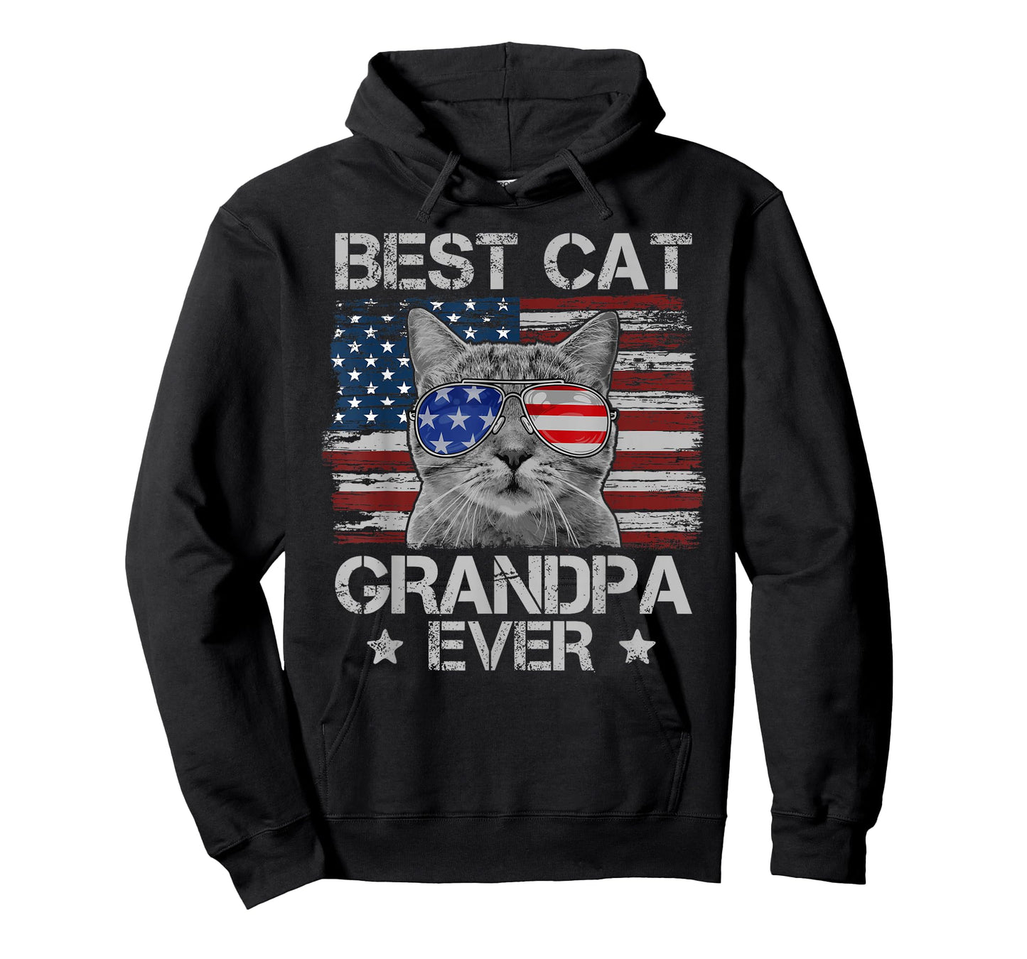 Best Cat Grandpa Ever American Flag Patriotic 4th of July T-Shirt